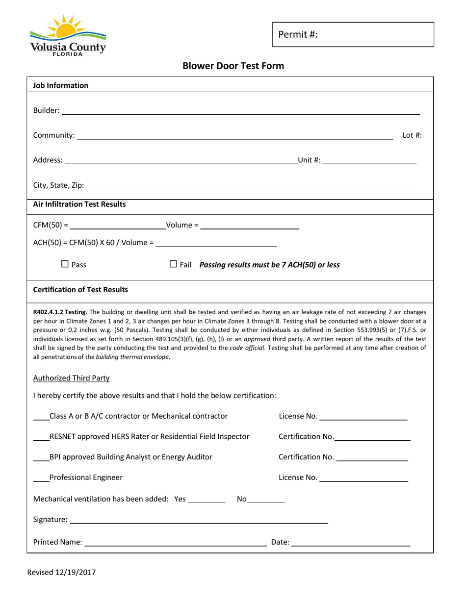 Blower Door Test - Volusia County, Florida, Page 2