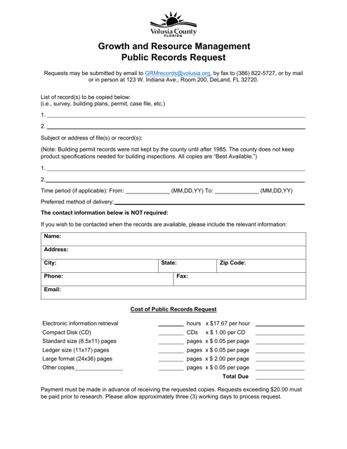 Public Records Request - Volusia County, Florida Download Pdf