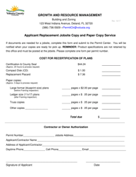Document preview: Applicant Replacement Jobsite Copy and Paper Copy Service - Volusia County, Florida