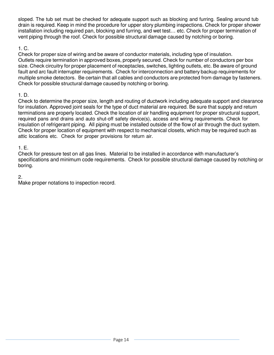 One and Two Family Dwelling Inspection Checklist - Volusia County, Florida, Page 14
