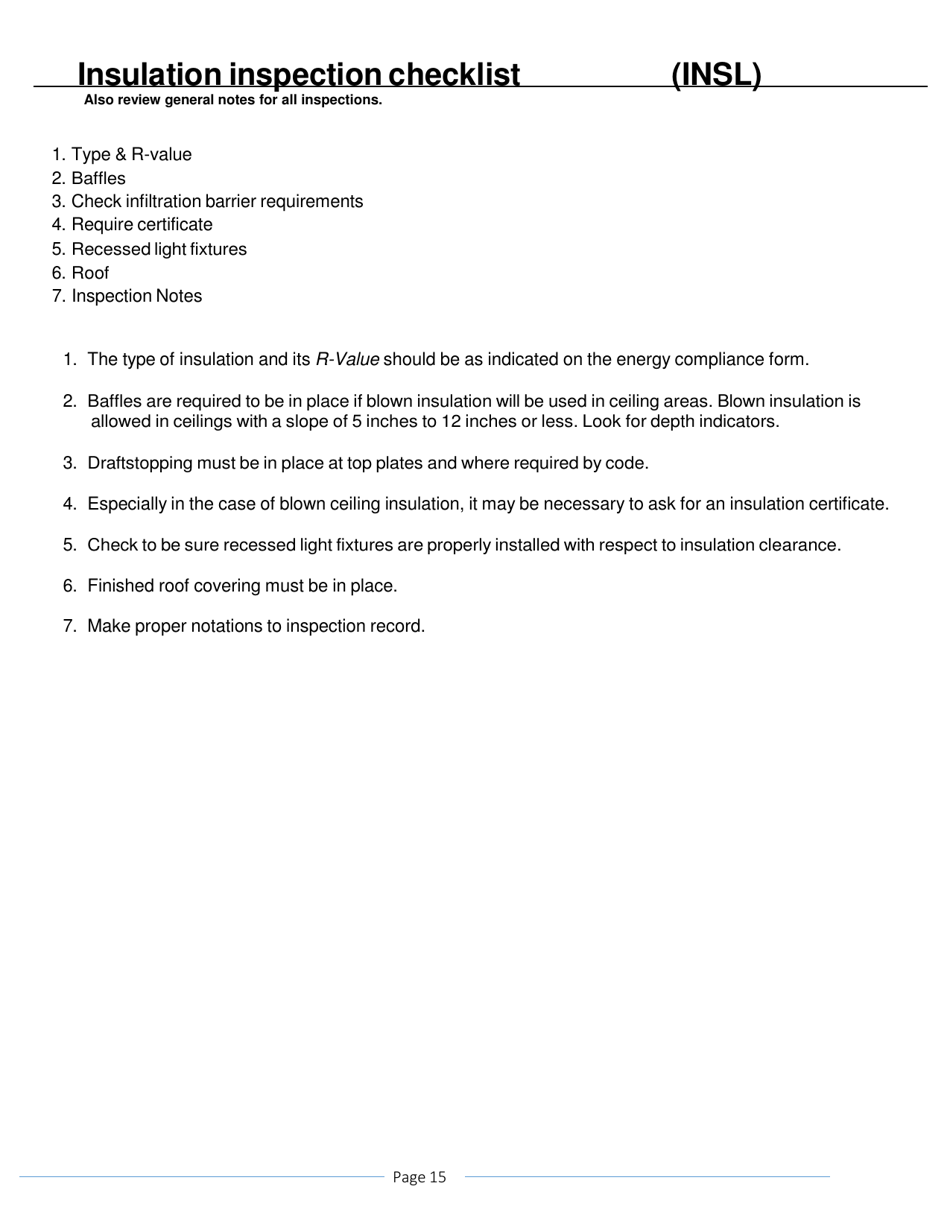 One and Two Family Dwelling Inspection Checklist - Volusia County, Florida, Page 15