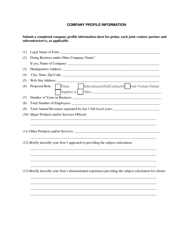 Document preview: Company Profile Information - City of Chicago, Illinois