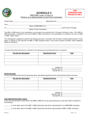 Document preview: Schedule C Mbe/Wbe Letter of Intent to Perform as a Subcontractor to the Prime Contractor - City of Chicago, Illinois