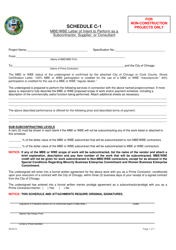 Document preview: Schedule C-1 Mbe/Wbe Letter of Intent to Perform as a Subcontractor, Supplier, or Consultant - City of Chicago, Illinois