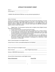 Document preview: Affidavit for Diversity Credit - City of Chicago, Illinois