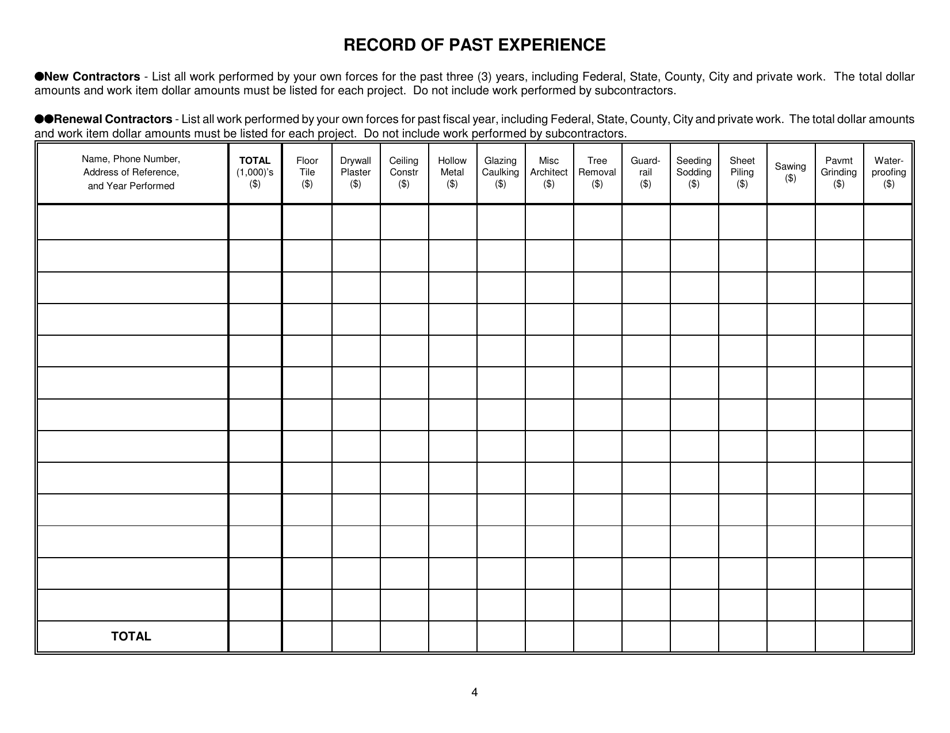 Contractors Statement of Experience and Financial Condition - City of Chicago, Illinois, Page 11