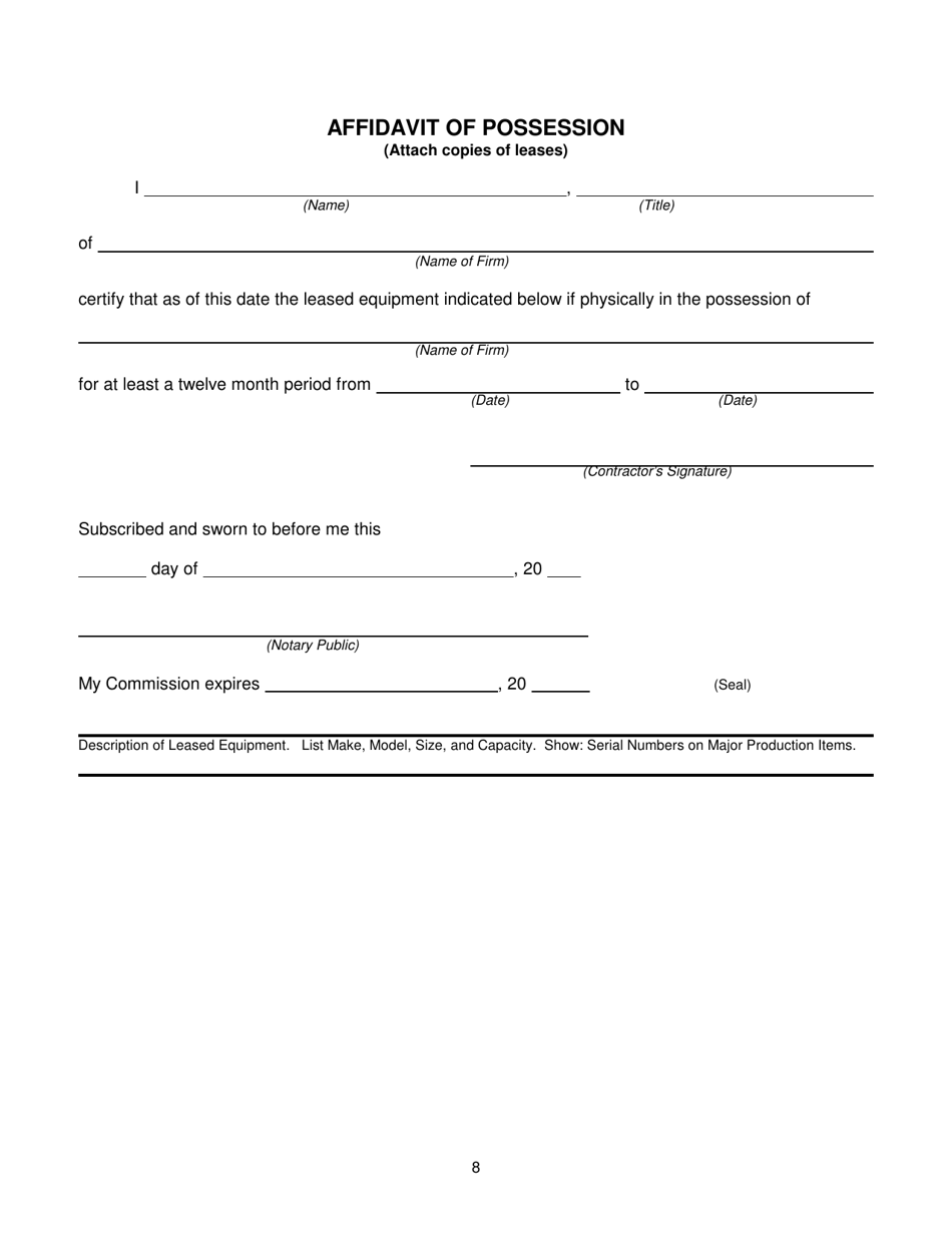 Contractors Statement of Experience and Financial Condition - City of Chicago, Illinois, Page 15