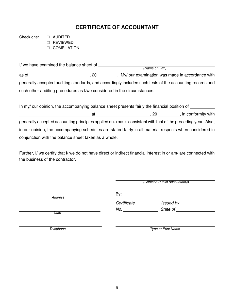 Contractors Statement of Experience and Financial Condition - City of Chicago, Illinois, Page 16