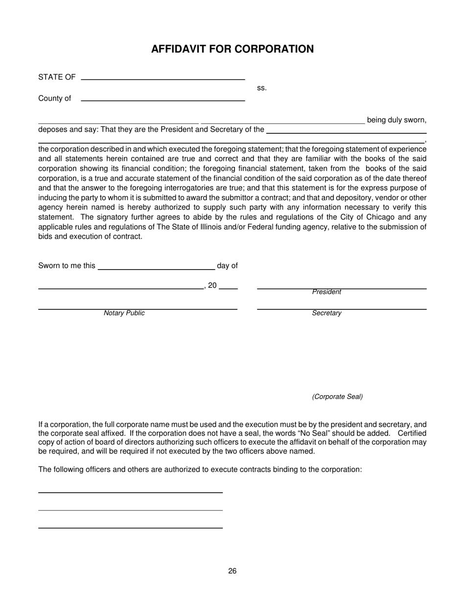 Contractors Statement of Experience and Financial Condition - City of Chicago, Illinois, Page 33