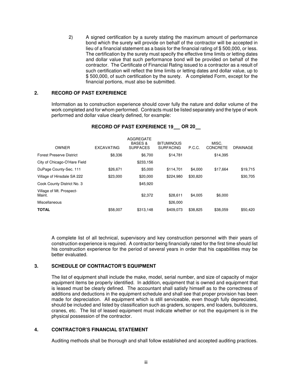 Contractors Statement of Experience and Financial Condition - City of Chicago, Illinois, Page 4