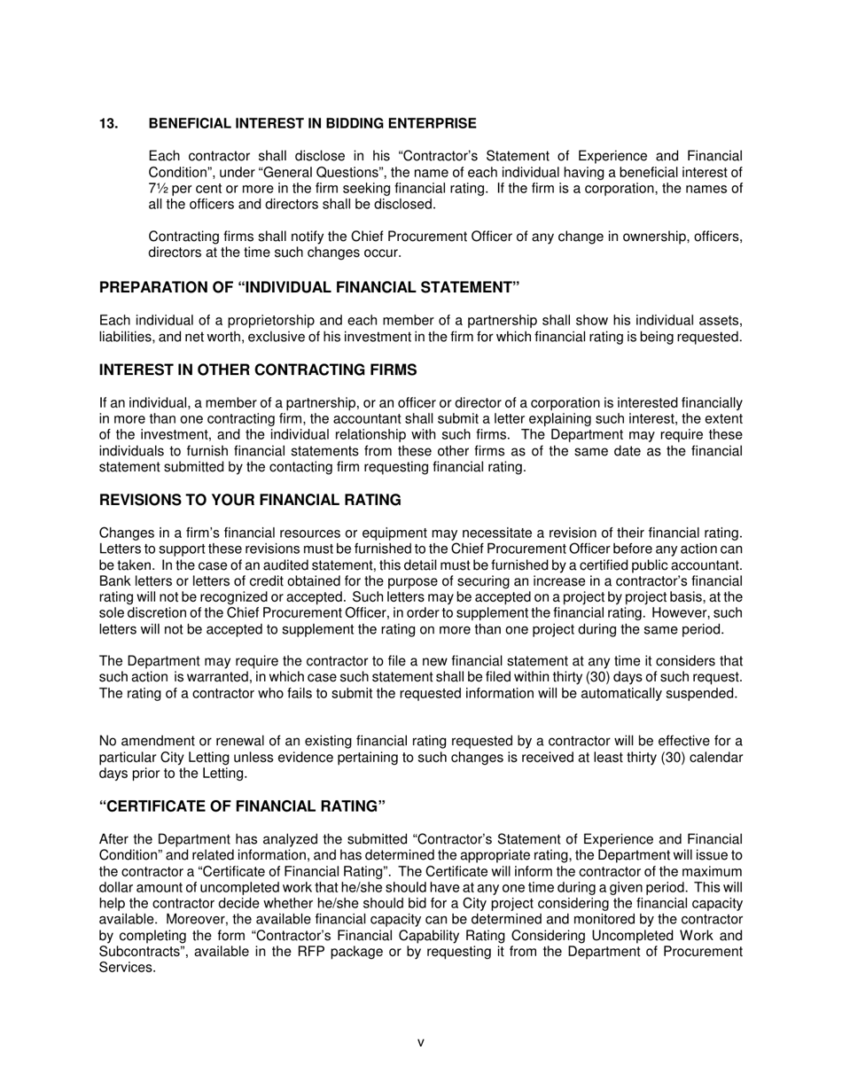 Contractors Statement of Experience and Financial Condition - City of Chicago, Illinois, Page 6