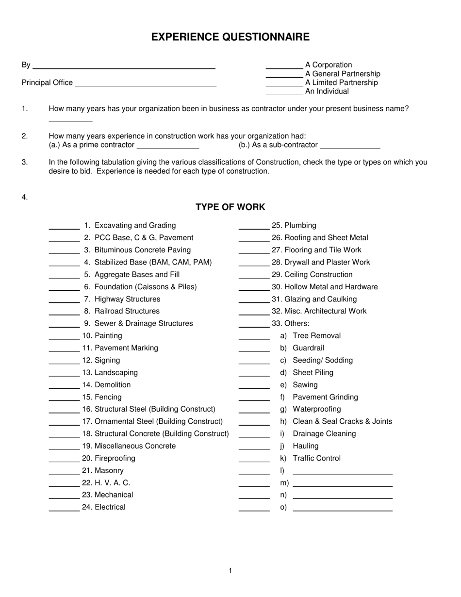 Contractors Statement of Experience and Financial Condition - City of Chicago, Illinois, Page 8