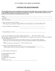 City of Warren, Ohio Contractor Questionnaire - Fill Out, Sign Online ...