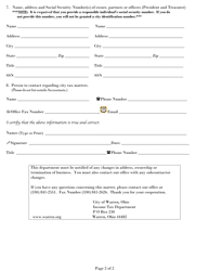 Contractor Questionnaire - City of Warren, Ohio, Page 2