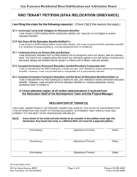 Form 1006 Rad Tenant Petition (Sfha Relocation Grievance) - City and County San Francisco, California, Page 2