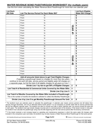 Form 540 Water Revenue Bond Passthrough Worksheet for Multiple Years - City and County of San Francisco, California, Page 2