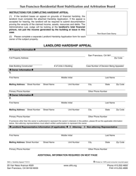 Form 558 Landlord Hardship Appeal &amp; Hardship Application - City and County San Francisco, California, Page 2