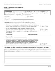 Form DCSS0048 Family Violence Questionnaire - California