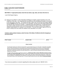 Form DCSS0048 Family Violence Questionnaire - California, Page 2