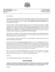 Document preview: Form 70-338 General Claim Information Form - City of Philadelphia, Pennsylvania