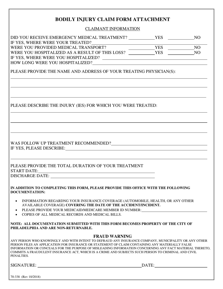 Form 70-338 General Claim Information Form - City of Philadelphia, Pennsylvania, Page 3