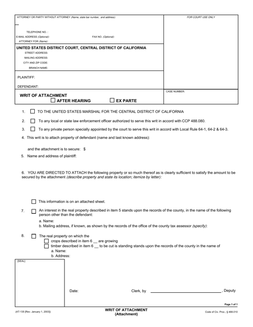 Form AT-135 (CV-004D)  Printable Pdf