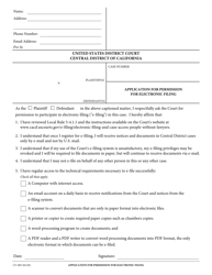 Document preview: Form CV-005 Application for Permission for Electronic Filing - California