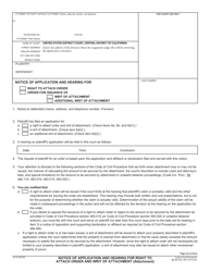 Document preview: Form CV-4I Notice of Application and Hearing for Right to Attach Order and Writ of Attachment (Attachment) - California