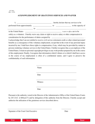 Document preview: Form AO196A Acknowledgment of Gratuitous Services and Waiver - California