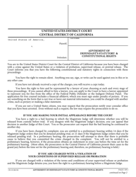 Form CR-10 Advisement of Defendant's Statutory &amp; Constitutional Rights - California