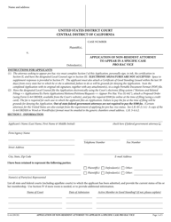 Document preview: Form G-64 Application of Non-resident Attorney to Appear in a Specific Case Pro Hac Vice - California