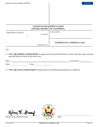 Document preview: Form CR-21 Subpoena in a Criminal Case - California