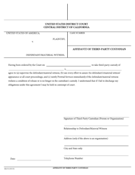 Document preview: Form CR-31 Affidavit of Third-Party Custodian - California