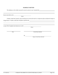 Form CV-10 Warrant for Arrest in Action in Rem - California, Page 2
