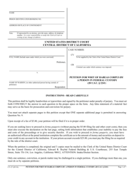 Document preview: Form CV-27 Petition for Writ of Habeas Corpus by a Person in Federal Custody (28 U.s.c. 2241) - California