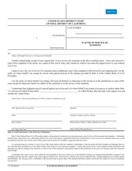 Document preview: Form CV-108 Waiver of Service of Summons - California