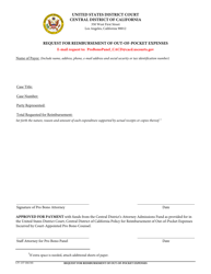 Document preview: Form CV-137 Request for Reimbursement of out-Of-Pocket Expenses - California