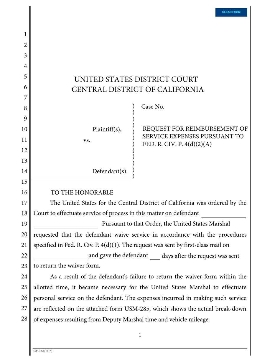 Form CV132 Fill Out, Sign Online and Download Fillable PDF
