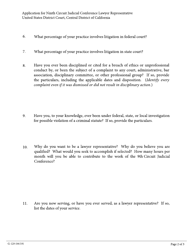 Form G-129 Application for Ninth Circuit Judicial Conference Lawyer Representative - California, Page 2