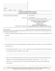 Document preview: Form M-23 Motion and Affidavit for Leave to Appeal in Forma Pauperis: 28 U.s.c. 753(F), 28 U.s.c. 1915 From Judgment Rendered by a Magistrate Judge in a Criminal Case/Cvb Case - California