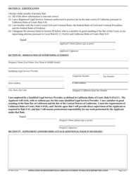 Form CV-99 Application of Registered Legal Services Attorney to Practice Before the Court - California, Page 2