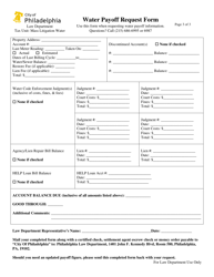 Water Payoff Request Form - City of Philadelphia, Pennsylvania, Page 3