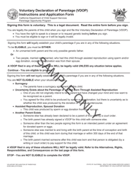 Document preview: Form DCSS0909 Voluntary Declaration of Parentage (Vdop) - Sample - California