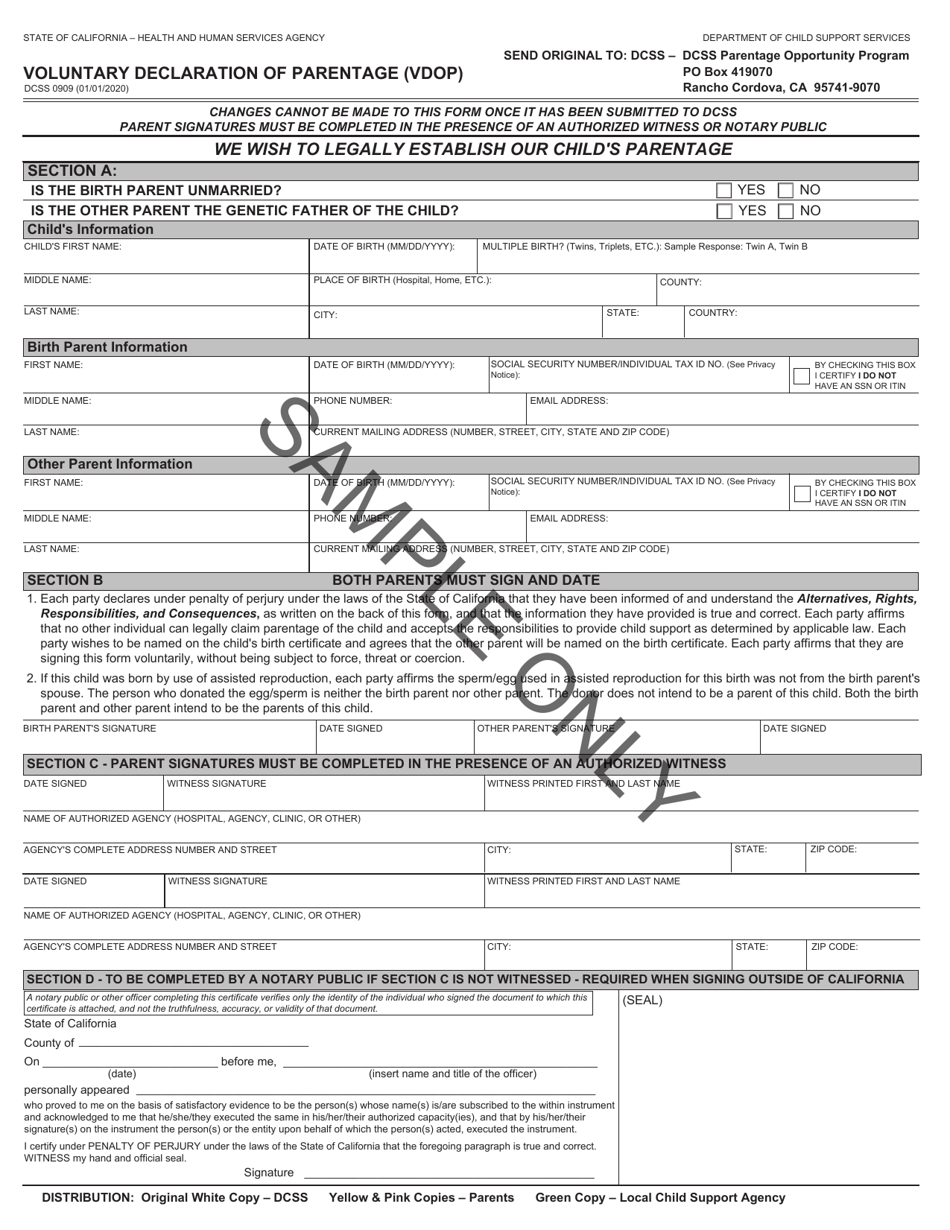 Form DCSS0909 - Fill Out, Sign Online and Download Printable PDF ...