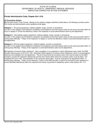 DH Form 1831 Inspection Corrective Action Statement - Emergency Medical Services - Florida, Page 2
