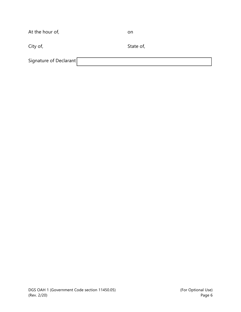 Form DGS OAH1 Subpoena / Subpoena Duces Tecum - California, Page 6