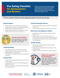 Document preview: Fire Safety Checklist for Homeowners and Renters