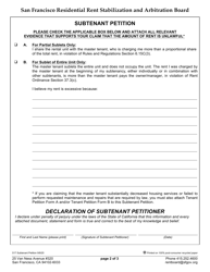 Form 517 Subtenant Petition - City and County of San Francisco, California, Page 2
