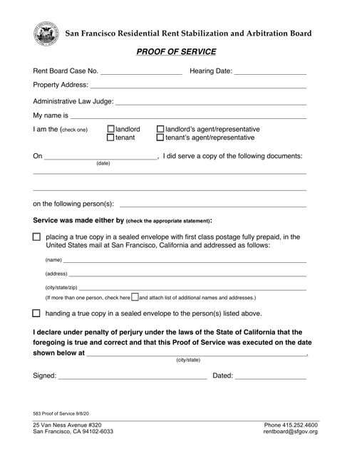 Form 583  Printable Pdf
