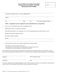 Document preview: DH Form 1113 Radiation Machine Vendor Registration Form - Florida